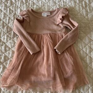 Zara Blush Long Sleeve Ruffle Dress